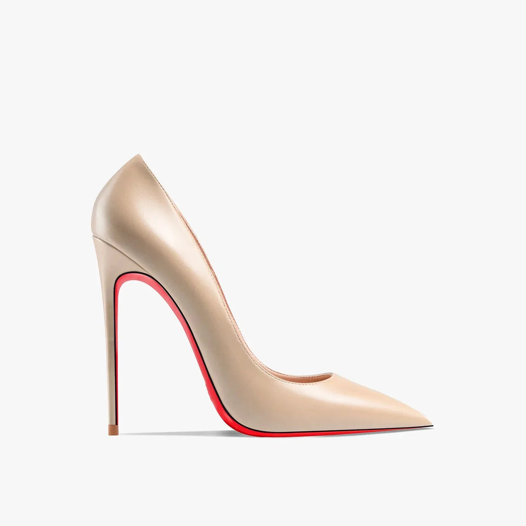 Red women's high heels with 12cm pointed toe pumps by SHOWLU FASHION STORE, featuring stylish and elegant design.