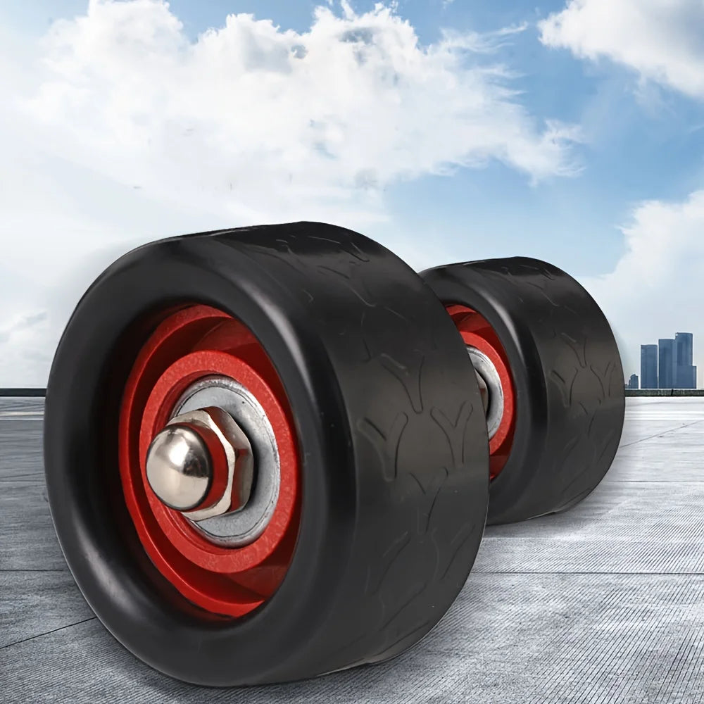 Showlu 4-wheel abdominal exercise roller with handles for core strength training, shown on a clean workout surface.