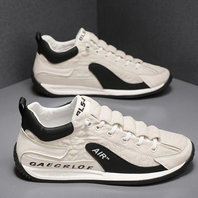 Men's casual sneakers with thick soles, breathable design, lace-up style, suitable for outdoor running and fashion wear.