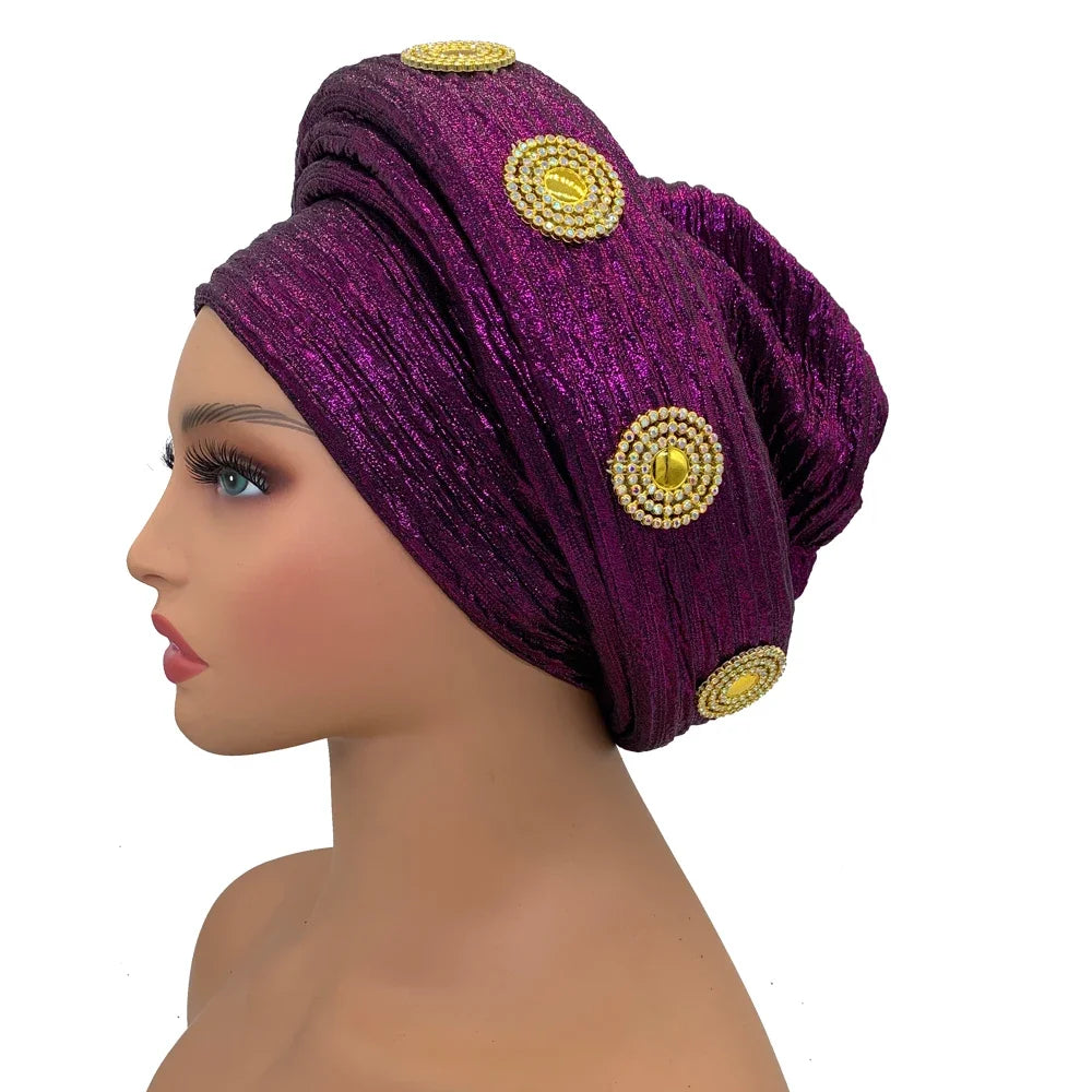 Female Wrap Head Bonnet Muslim Headscarf Hat Turbante Mujer African Autogele Headtie Fashion Women's Turban Cap