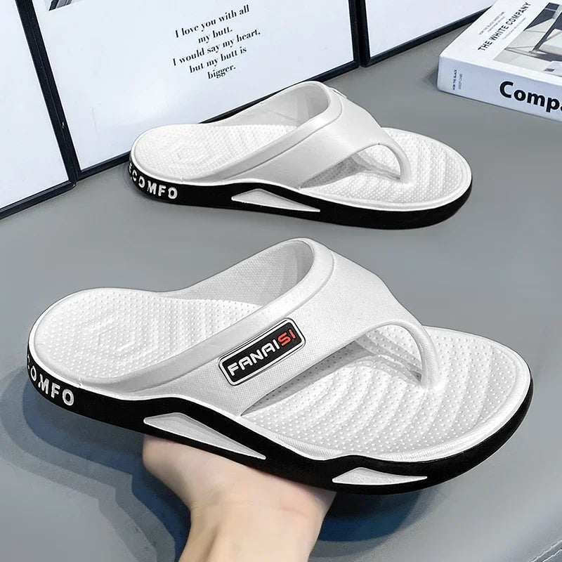 Men's casual summer flip-flops by Showlu Fashion Store, comfortable outdoor beach sandals with sporty design and trendy style.