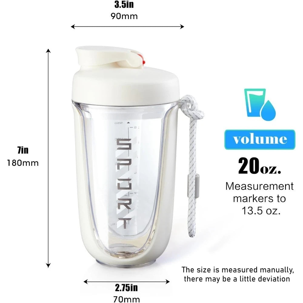 Showlu leakproof 20oz protein shaker bottle made of BPA-free Tritan plastic, designed for smooth mixing and durability.