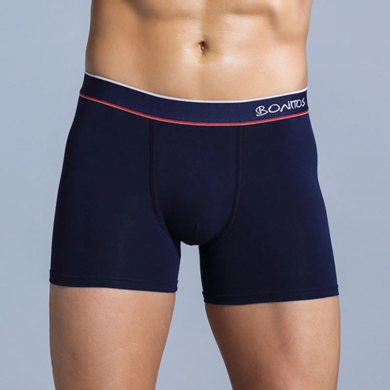 Men's cotton print boxer shorts by Showlu Fashion Store, soft knit underwear with colorful pattern and comfortable fit.