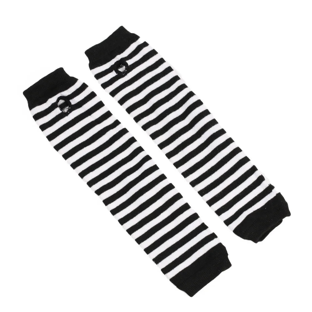 Showlu Smart General winter warm long sleeve fingerless striped knitted gloves for men and women, outdoor elbow warmer arm mittens.