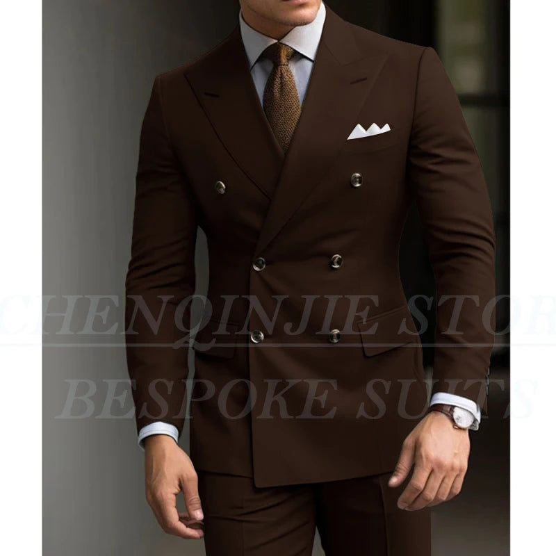 Formal Men's Suits Green Slim Fit High Quality Regular Length 2 Piece Jacket Pants Luxury Blazer Full Set Chic Costume Homme SHOWLU FASHION STORE