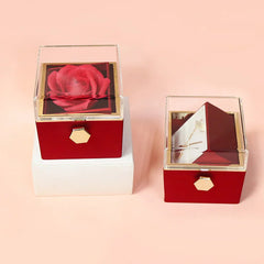 1PC Rotating Eternal Rose Flower Jewelry Box Ring Earrings Necklace Storage Boxes Wedding Valentine's Day Gift Boxes for Lovers