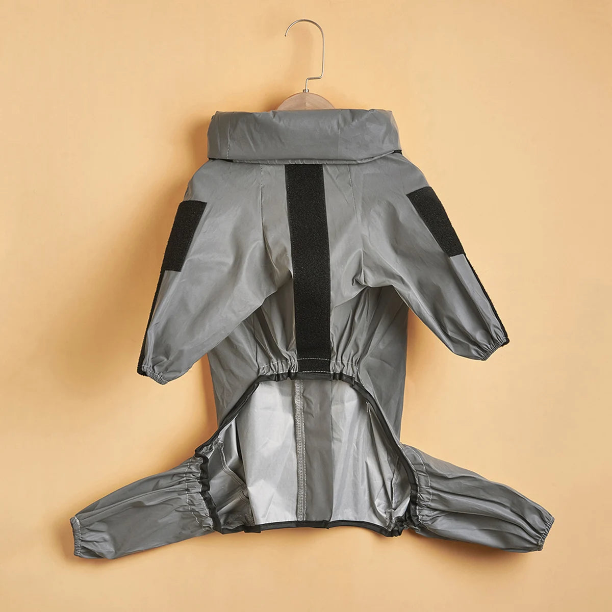 Large WANGUPET waterproof raincoat for dogs, reflective hoodie jumpsuit showing a bright, protective waterproof dog raincoat.