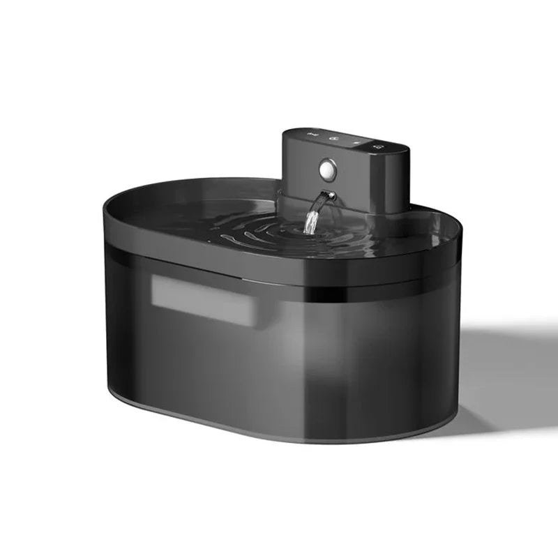 Wireless Smart Cat Water Fountain by Showlu Smart General, 2.2L sensor-operated pet water fountain with flowing water.