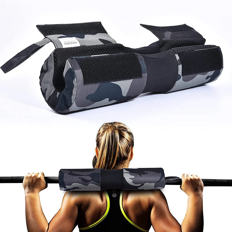 Thickened non-slip barbell shoulder pads for weightlifting and squats, providing neck support and protection during strength workouts.