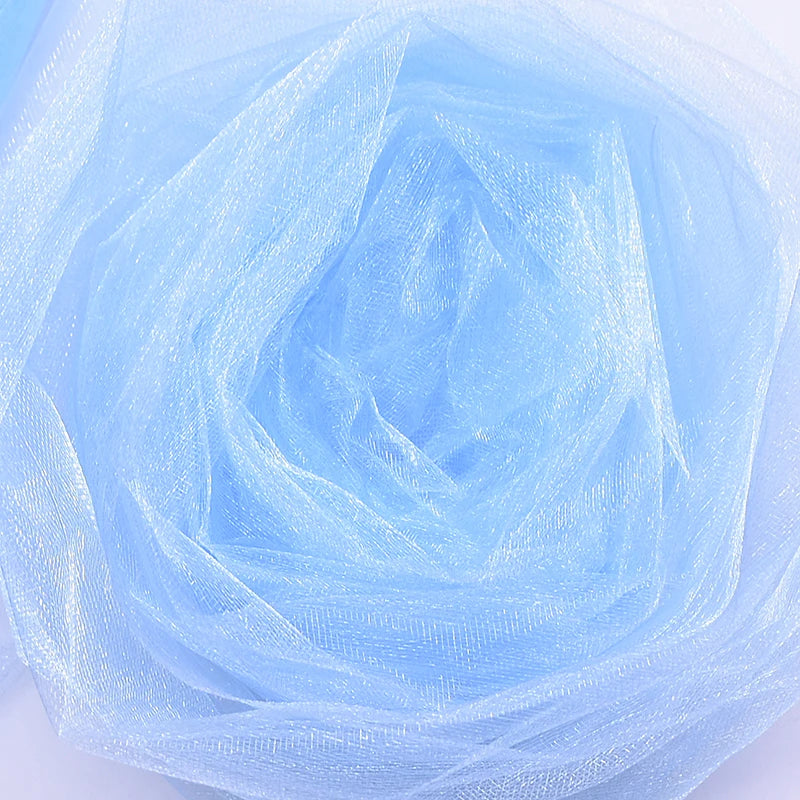 Wedding organza roll with sheer crystal tulle fabric, perfect for wedding arches, backdrops, and party decorations