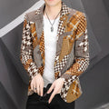 Men's slim fit business blazer by SHOWLU FASHION, smart casual suit jacket in classic design, shown in dark fabric.