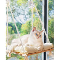 Showlu Pine Wood Cat Window Perch with soft cushion hammock bed, perfect for comfortable outdoor lounging for cats