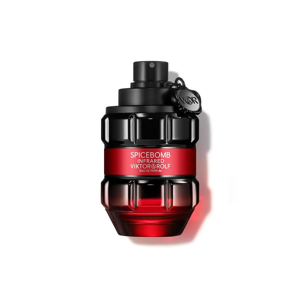 Viktor&Rolf Spicebomb Infrared men's eau de parfum bottle with woody and spicy scent, featuring bold design and vibrant colors.