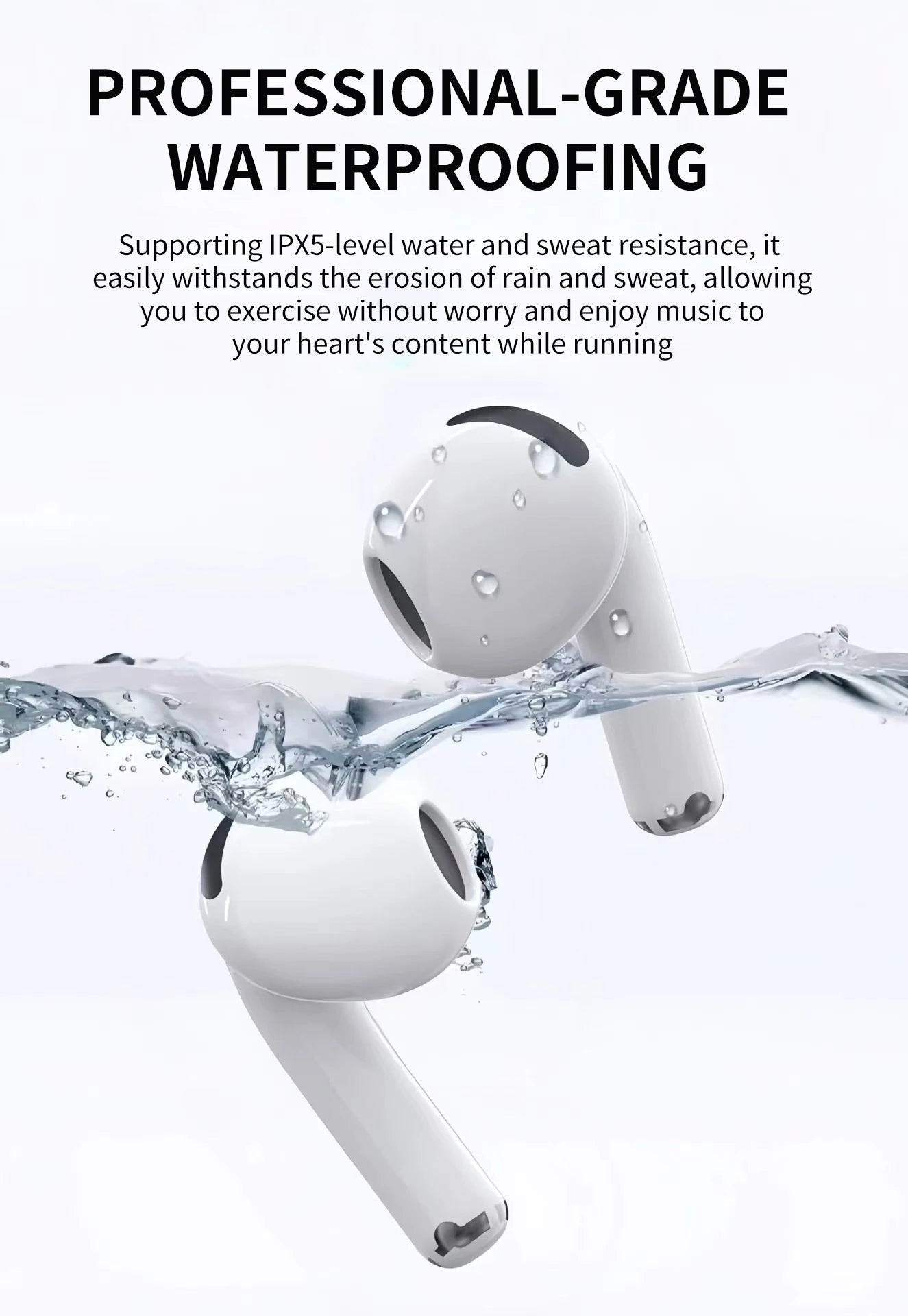 Wireless Earbuds Pro by Showlu Smart General with sleek black design and charging case, resting on a white surface.