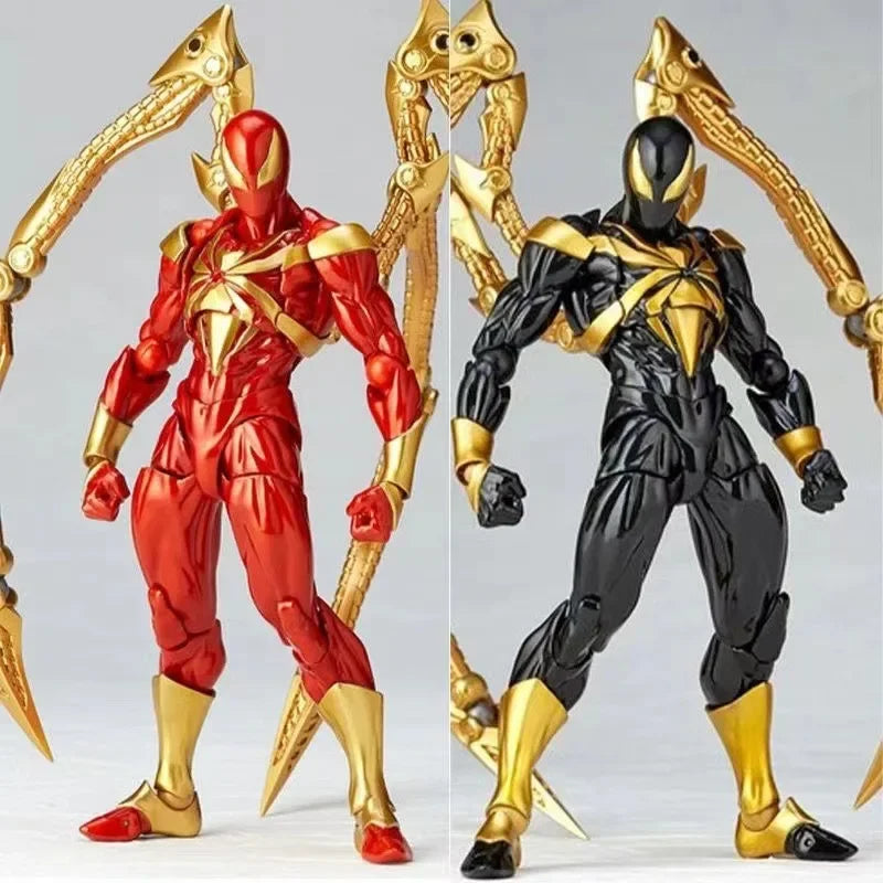 Iron Spider-Man action figure by Bandai, 22cm PVC model in Yamaguchi style, showcasing detailed superhero figure with webbed suit.