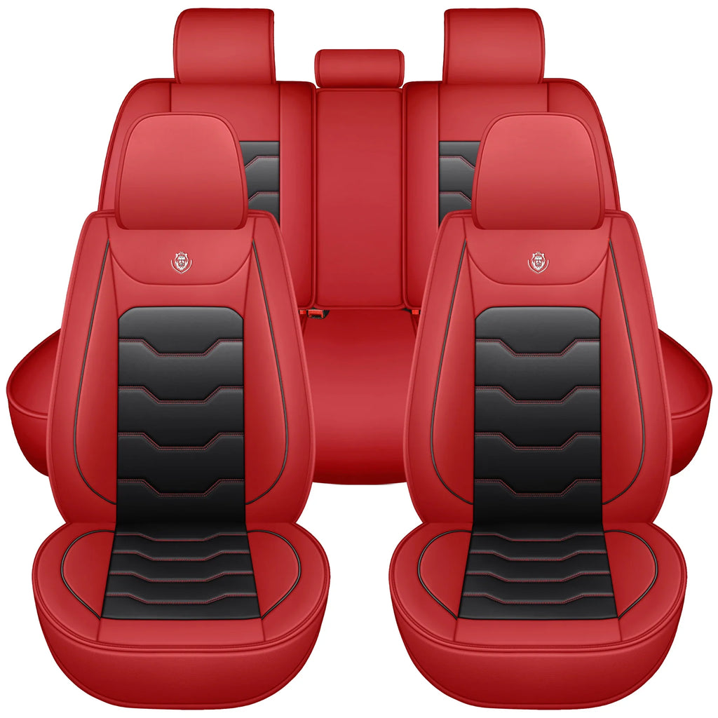 SHOWLU Universal 5-Seater Car Seat Cover set in artificial leather, includes five pieces for full vehicle interior protection.