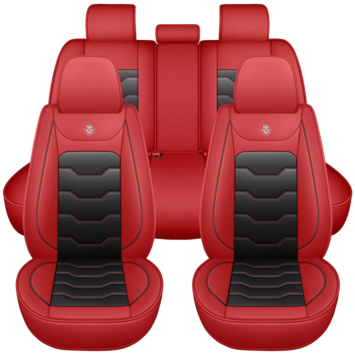 SHOWLU Universal 5-Seater Car Seat Cover set in artificial leather, includes five pieces for full vehicle interior protection.