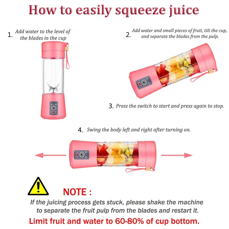 Portable mini USB juicer blender from Showlu Fashion Store, showing compact design with blending jar and USB charging port.