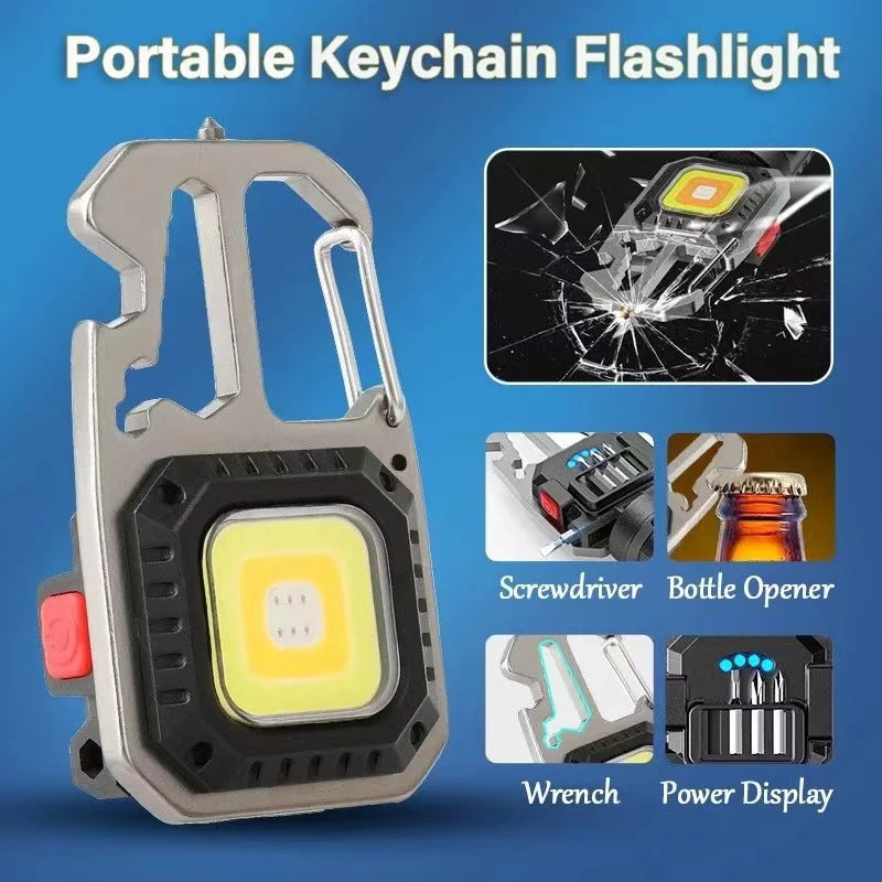 Showlu Smart Mini COB keychain flashlight with USB rechargeable design and compact EDC tool for portable light.