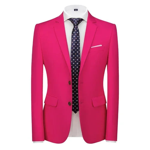 Men's slim fit 16-color suit jacket by Showlu Fashion, formal business blazer with casual options, available in big and 6XL sizes.
