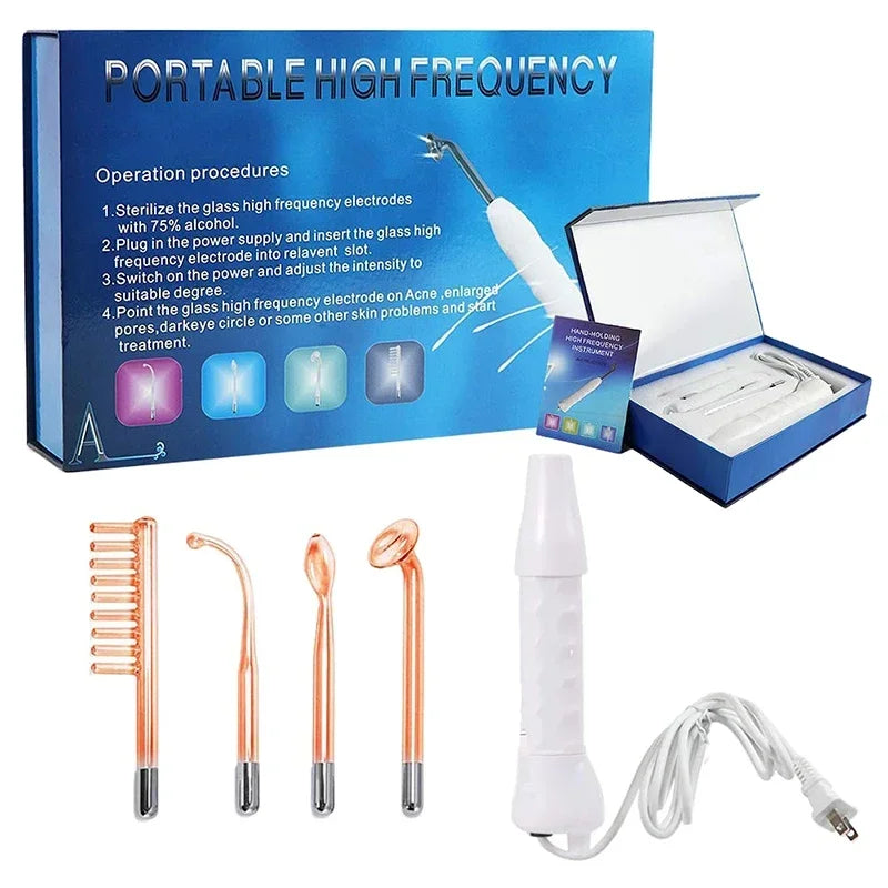 Handheld HWEcare High Frequency Facial Machine for acne treatment, showing the sleek design of the SHOWLU FASHION STORE wand.