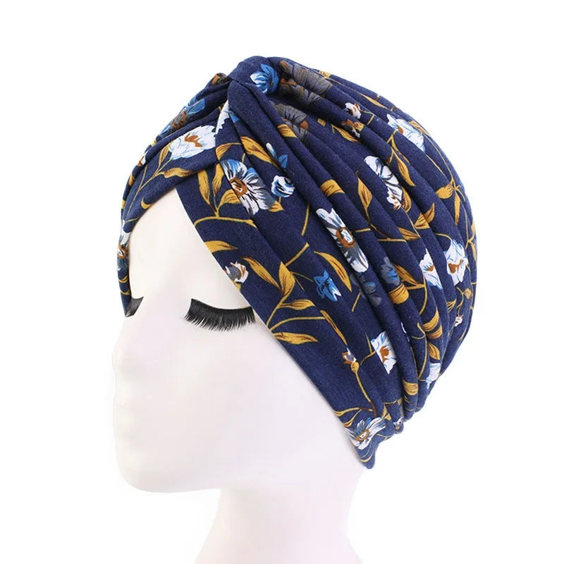 New Women Soft Floral Print Cotton Women Turban hats Fashion Banadans Cancer Headwrap Chemo Cap Head Wrap Hair Accessories SHOWLU FASHION STORE