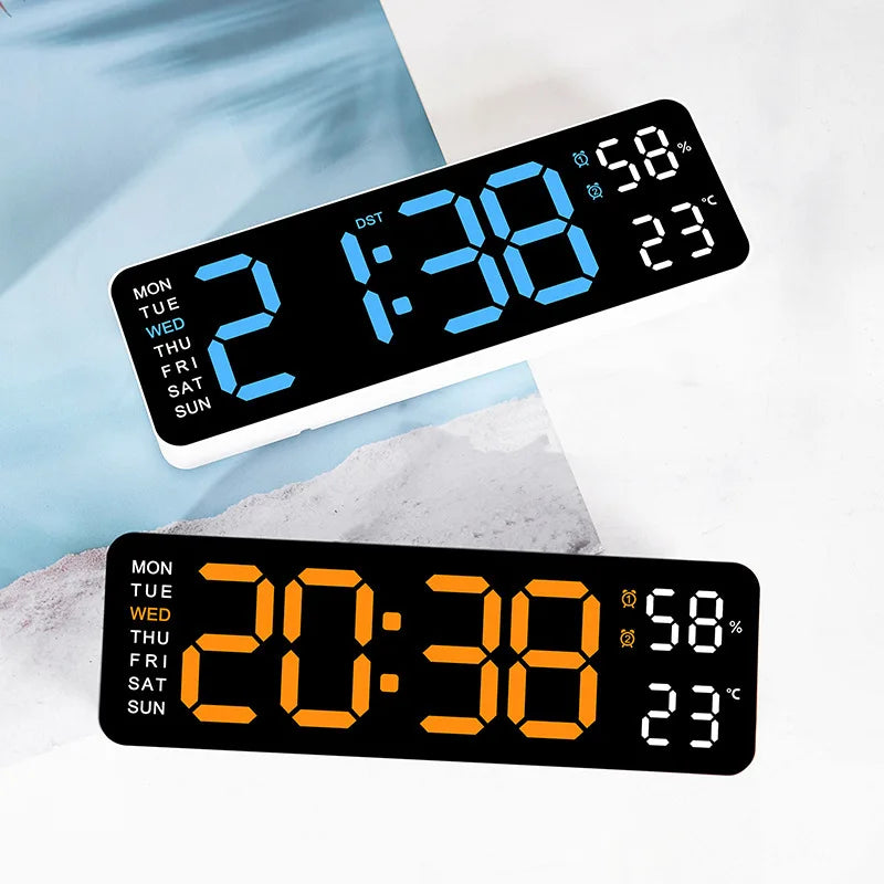 Large LED digital wall clock with USB alarm, showing clear time display, from Showlu Smart General.