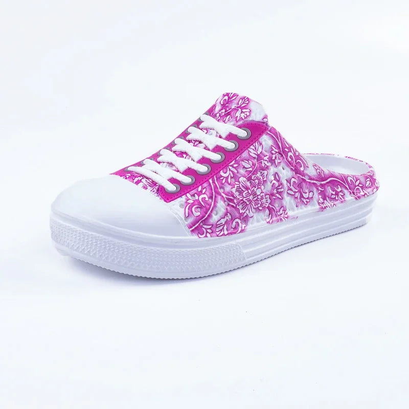 Qaawal women's breathable summer outdoor casual shoes in PU leather, shown in a stylish flat design perfect for warm weather.