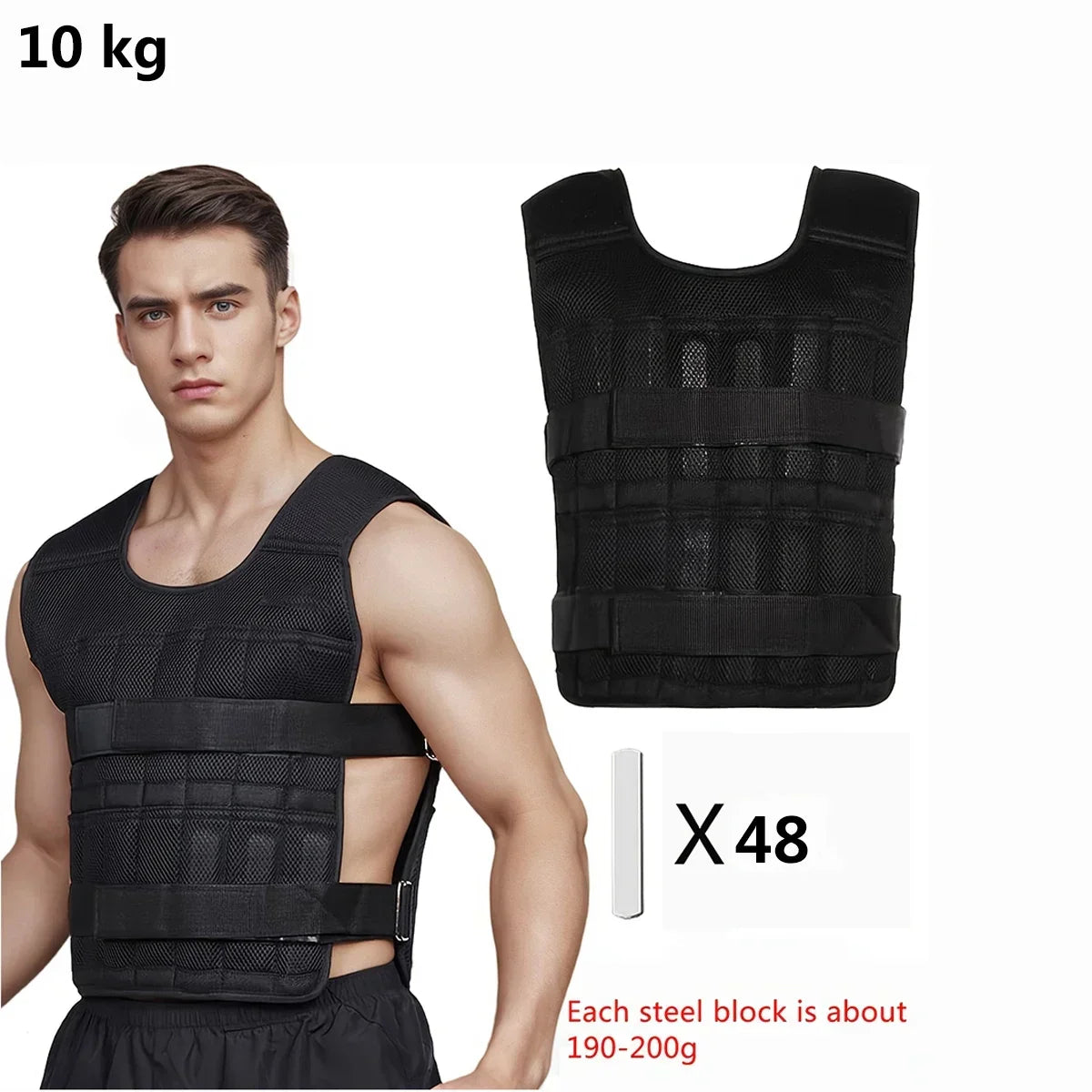 Showlu adjustable weight vest and ankle weights for strength training, featuring padded straps and durable materials.