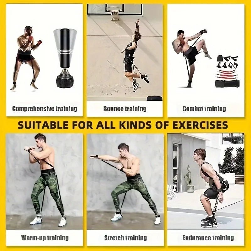 Showlu 12-piece heavy-duty resistance boxing training set for MMA, featuring gloves, hand wraps, and punching accessories.