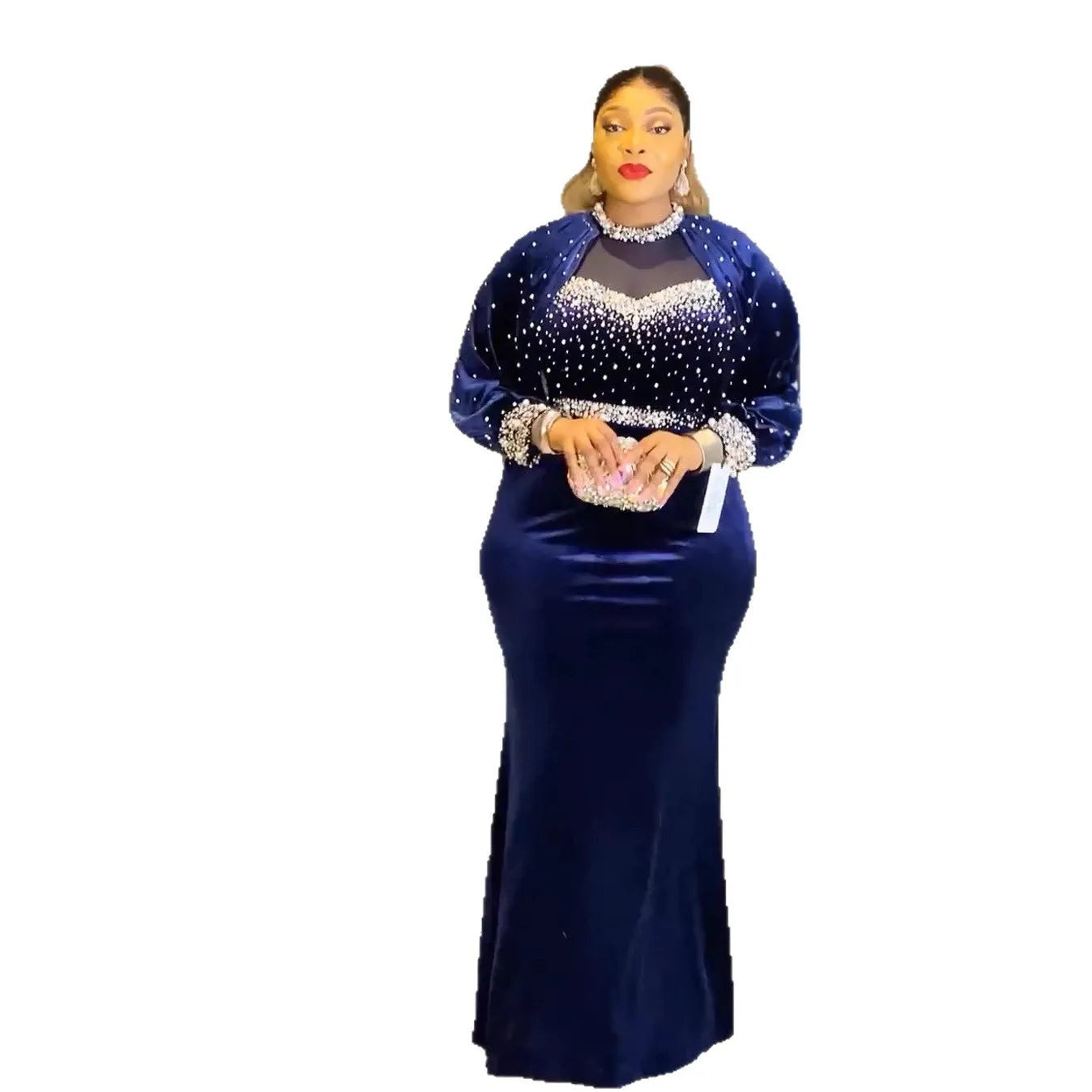 African party dress for women, plus size velvet Ankara dashiki wedding gown with elegant Turkish Muslim maxi style by Showlu Fashion.