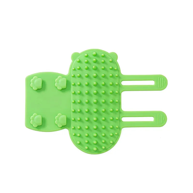 Showlu Fashion Store cat hair removal comb with self-cleaning brush and wall corner scratching pad for grooming and reducing cat hair.