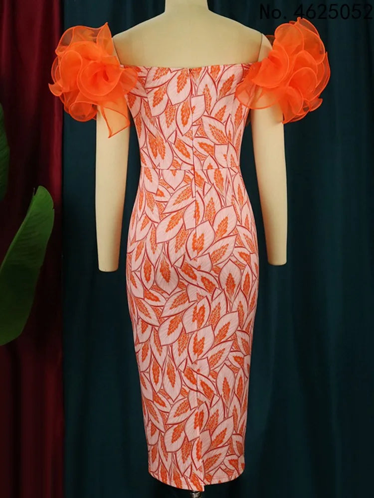 African V-neck slim dress by Kaiyishow with short sleeves, made of polyester fabric, shown in a stylish, fitted design.
