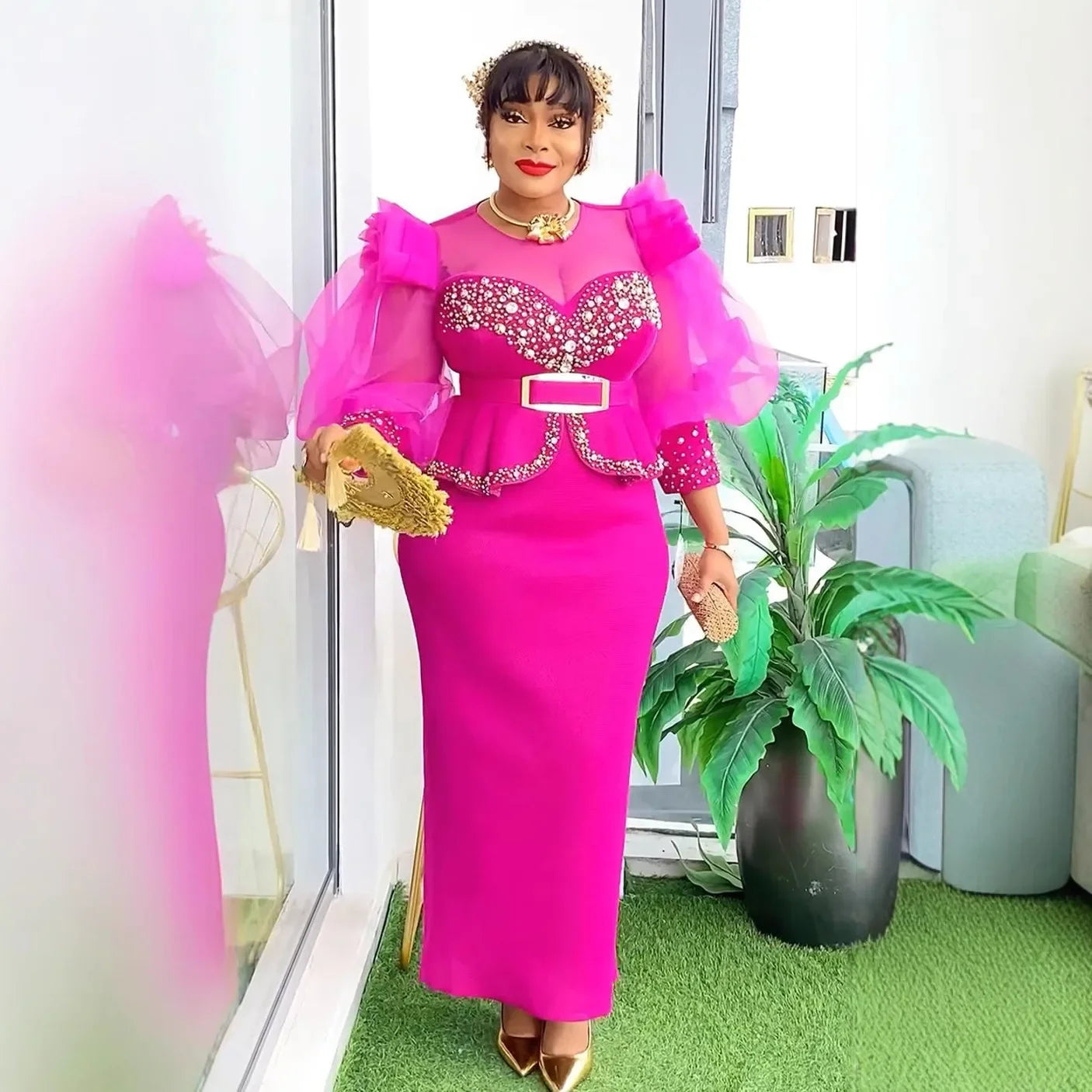 Elegant African dress for women with vibrant dashiki and Ankara patterns, perfect for weddings and parties, plus size friendly.