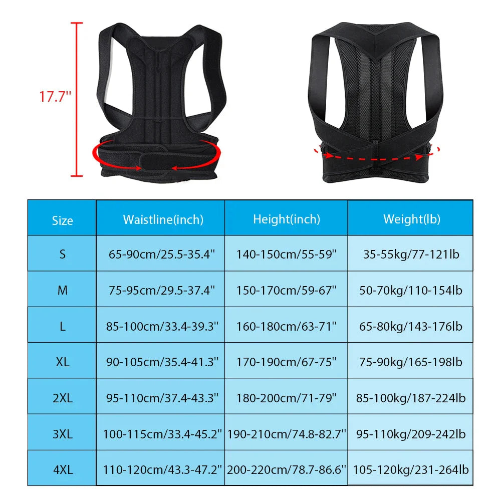 Showlu Fashion Back Brace Posture Corrector with adjustable lumbar support for improved posture and back comfort.