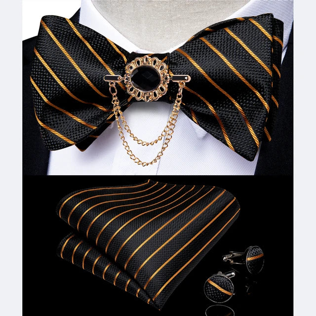 Pink solid bow tie set for men featuring pocket square and cufflinks, perfect for wedding attire by Showlu Fashion Store.