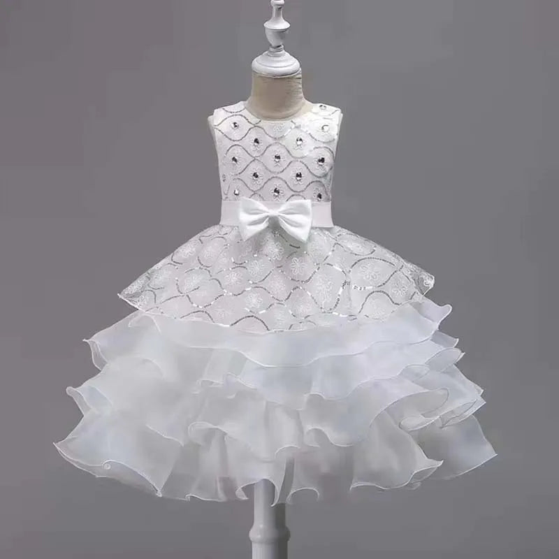 Baby girl flower girl dress for wedding, first communion, or party, featuring a delicate design and pastel colors by Showlu Fashion Store.