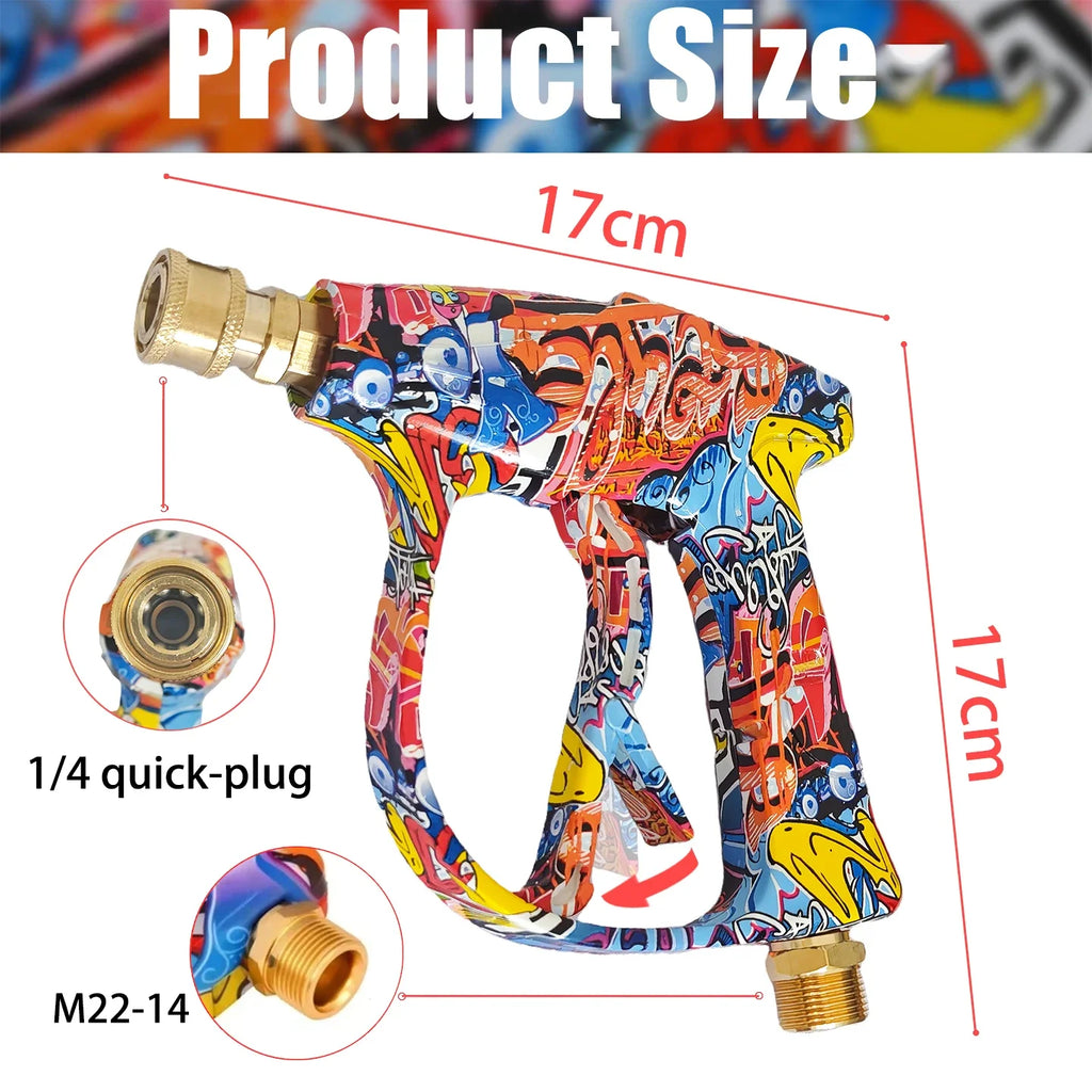 Showlu Smart General pressure washer foam gun attached to a hose, used for creating thick foam for vehicle and outdoor cleaning.