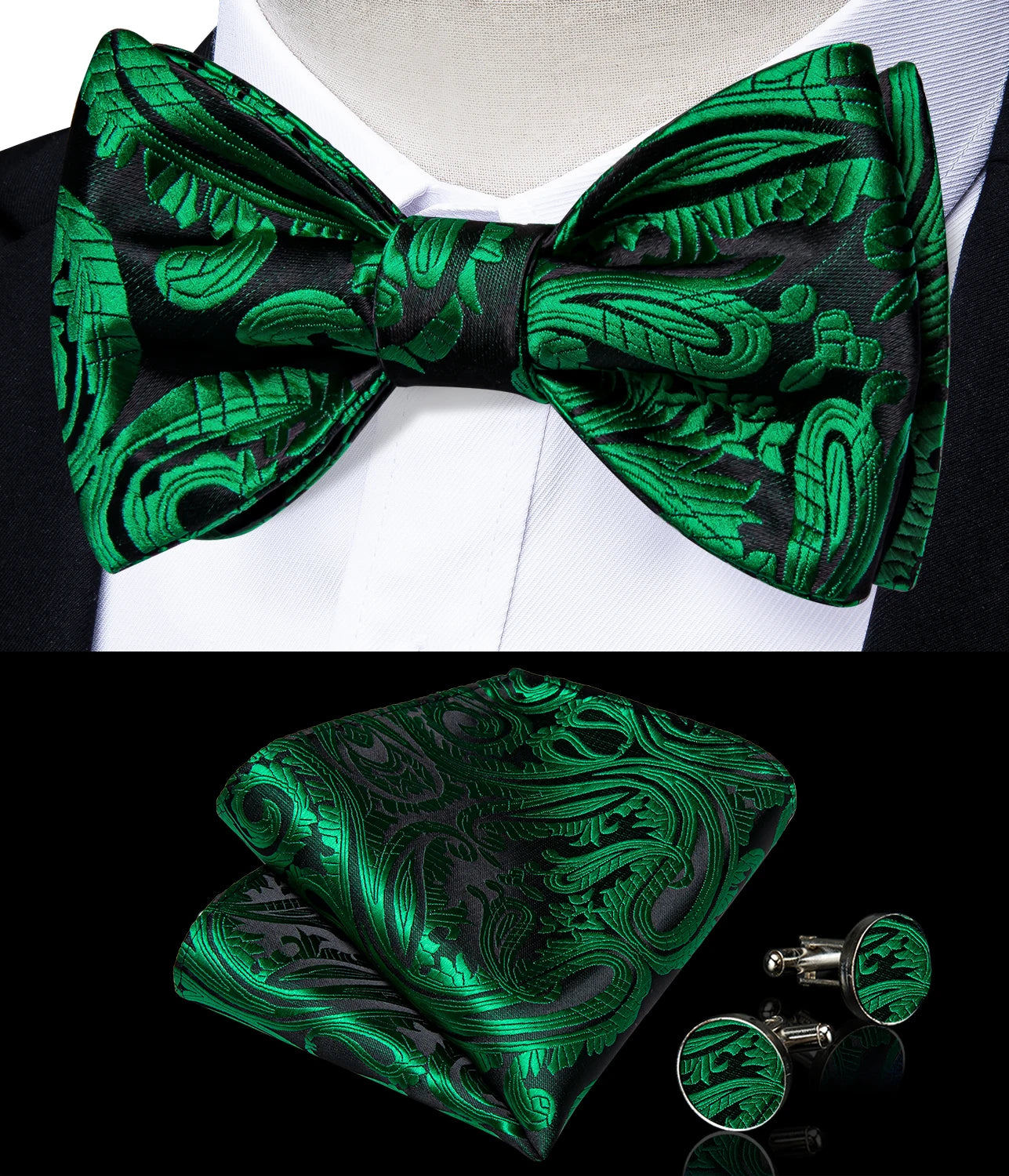 Brand New Men's Bow Tie Teal Green Blue Paisley Floral Silk Bow Tie Wedding Party Butterfly Bowknot Men Tie Accessories DiBanGu