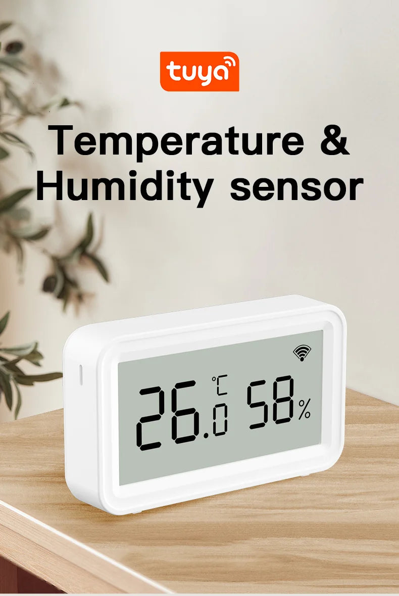Showlu Smart General WiFi temperature and humidity sensor with app control and Zigbee connectivity, displayed on a sleek device.