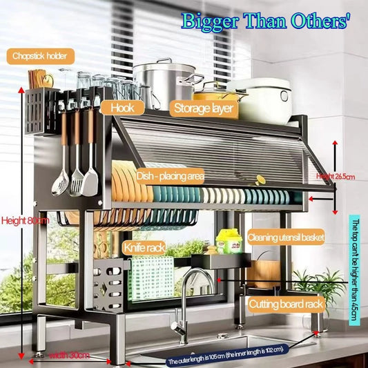 Kitchen Dish with Dust Cover – Adjustable Organizer for Plates,cocina,Eid Mubarak