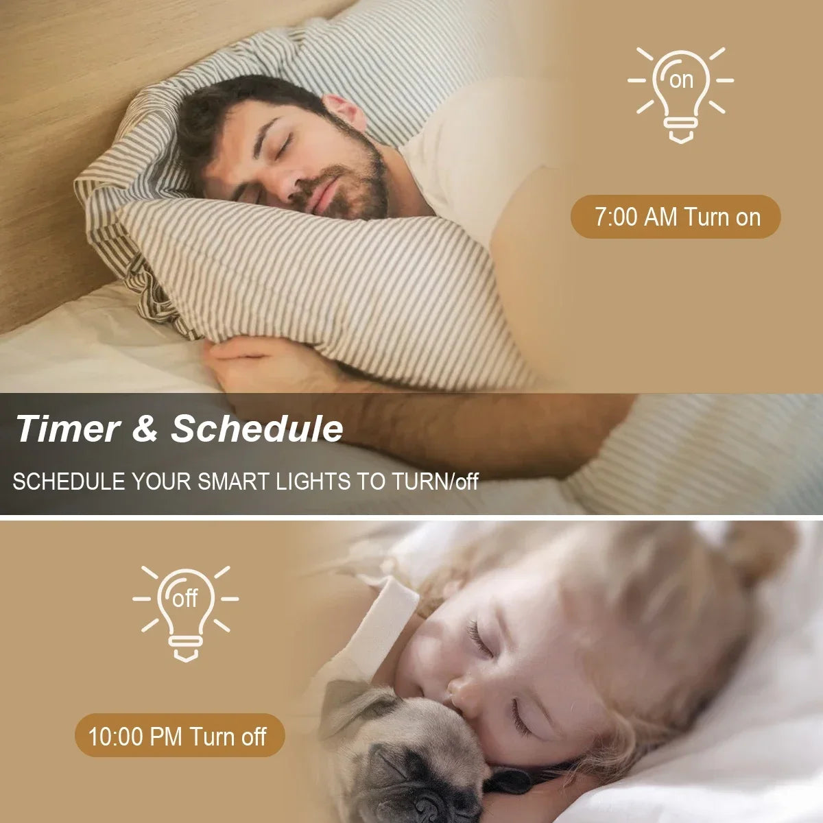 Showlu Smart WiFi adjustable color LED spotlight bulb illuminating in various colors with remote control functionality.