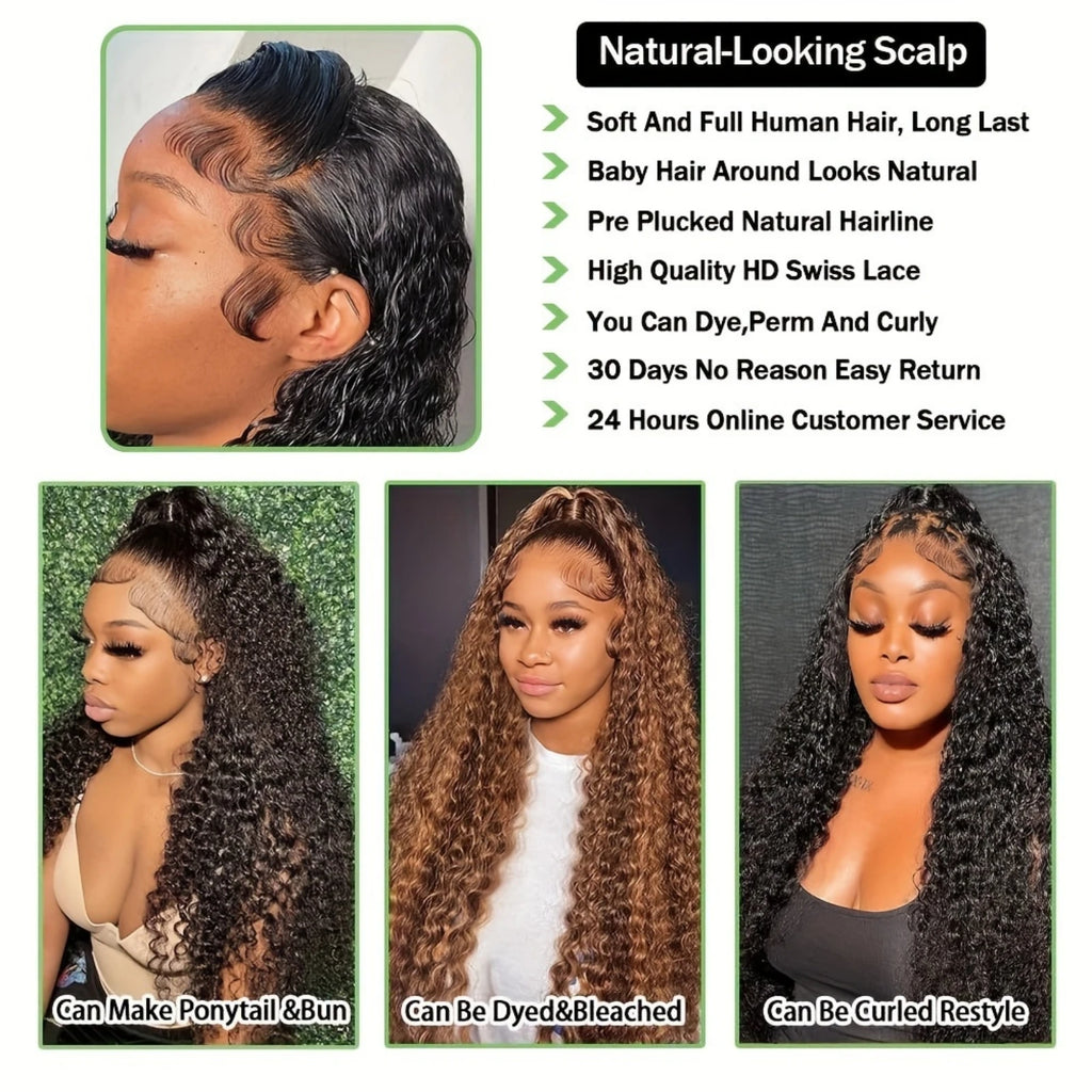 13x4 Burmese Curly Deep Wave Curly Human Hair Wig Glueless Wet and Wavy Lace Front Human Hair Wigs For Woman on Clearance Sale
