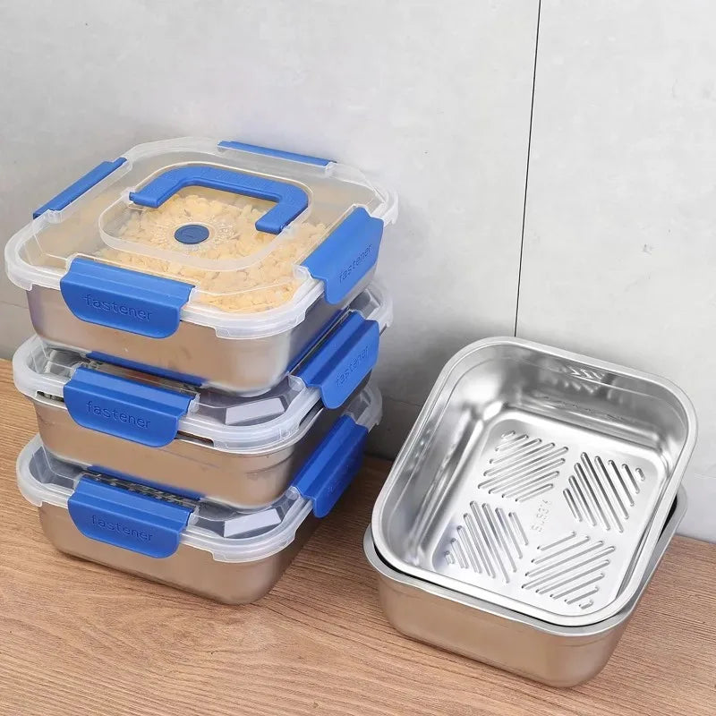 Stainless steel fresh-keeping box by Showlu Fashion Store, portable camping lunch container with sealed lid for noodles and fruits.