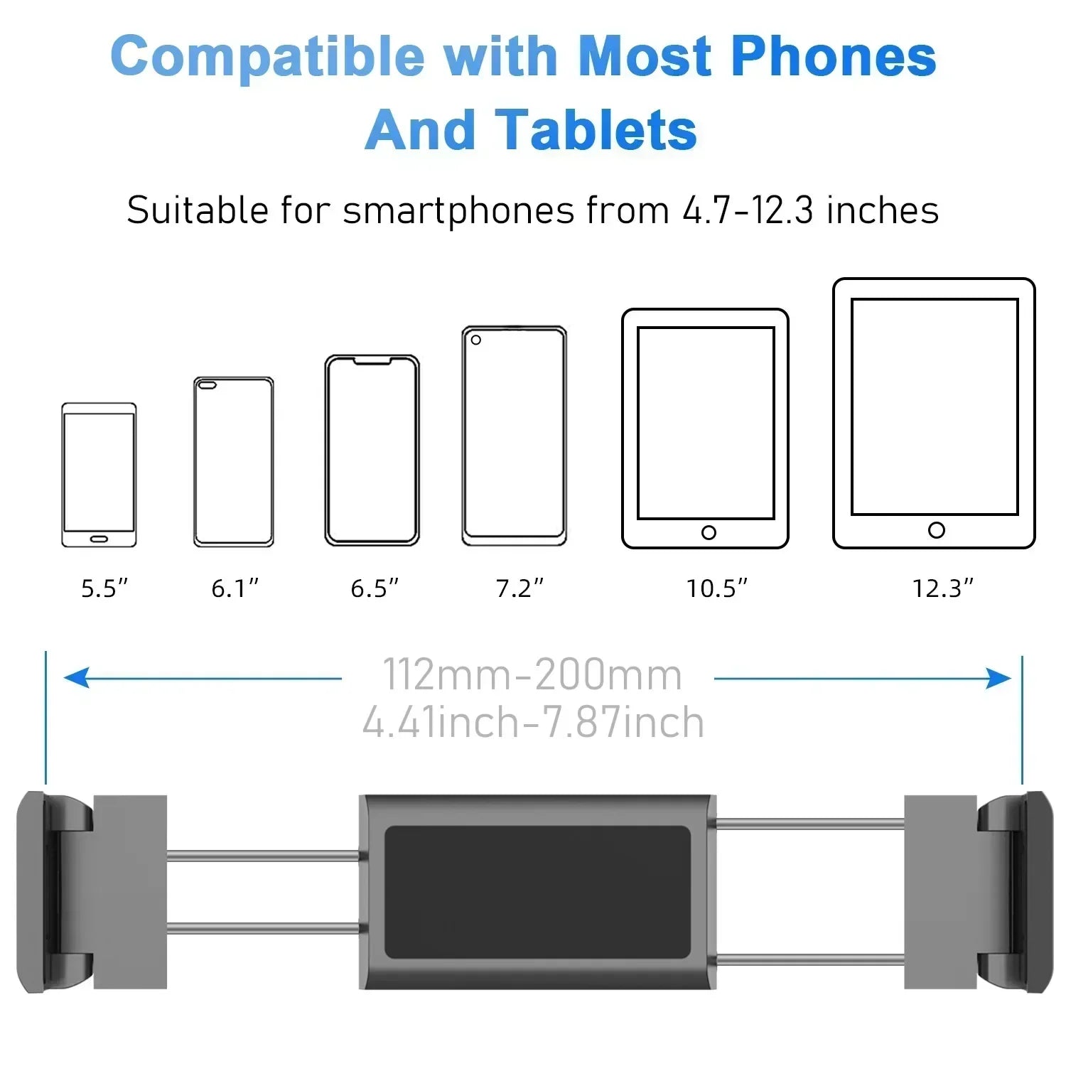 Showlu Smart General car headrest tablet holder mounted on vehicle headrest, adjustable for easy viewing of tablets during travel.