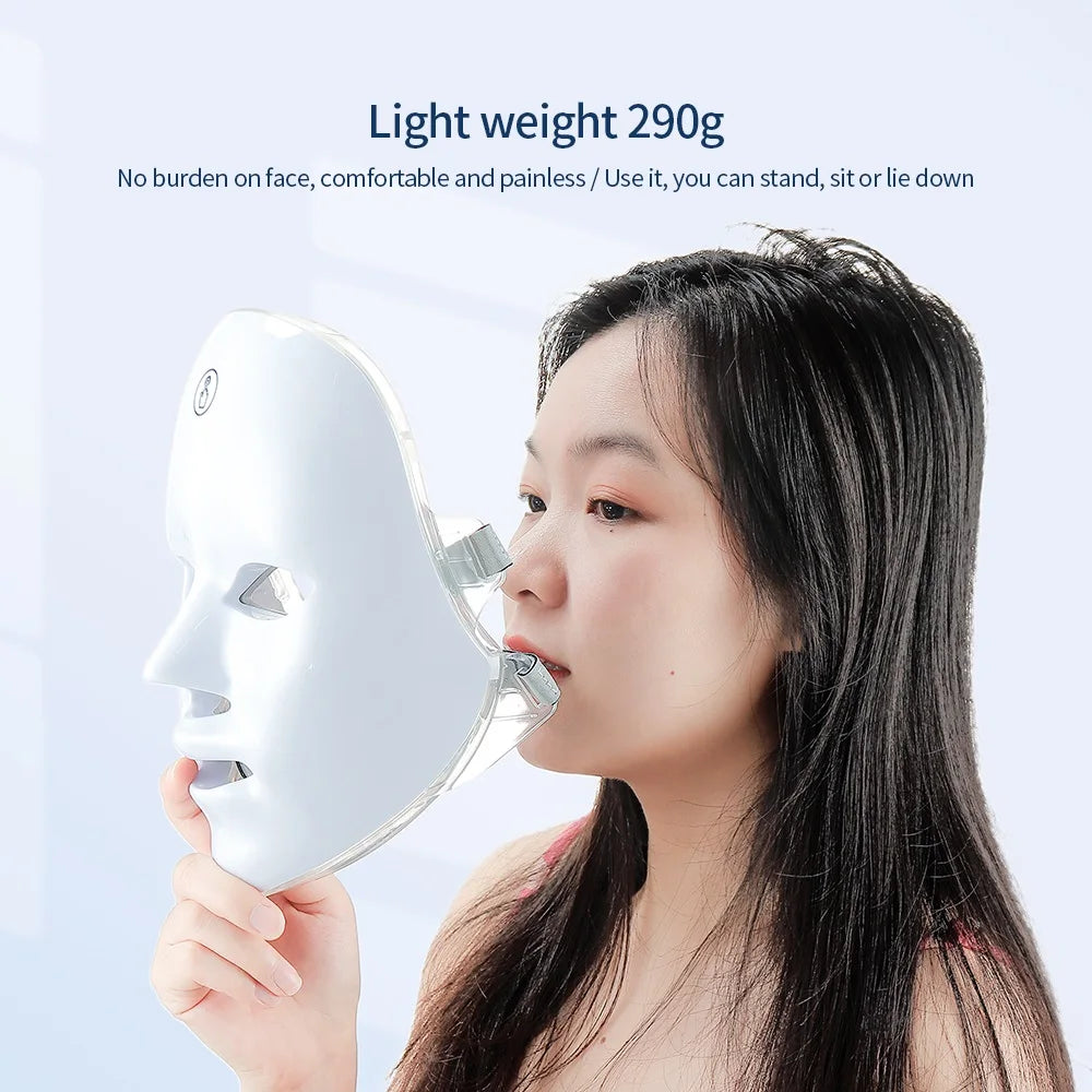 Showlu Smart General LED Face Mask Pro, a blue light therapy mask with multiple LED panels for skincare treatment.