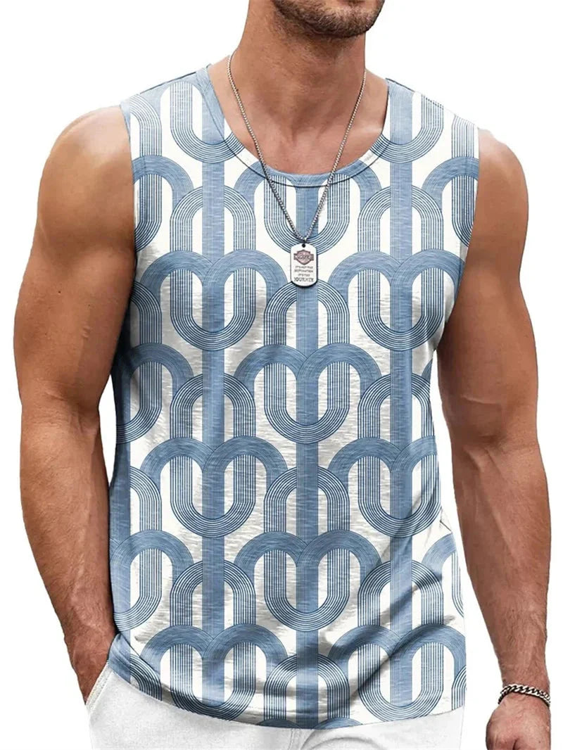 Gradient floral tank top for men by SHOWLU FASHION STORE, featuring 3D printed Harajuku Y2K style design