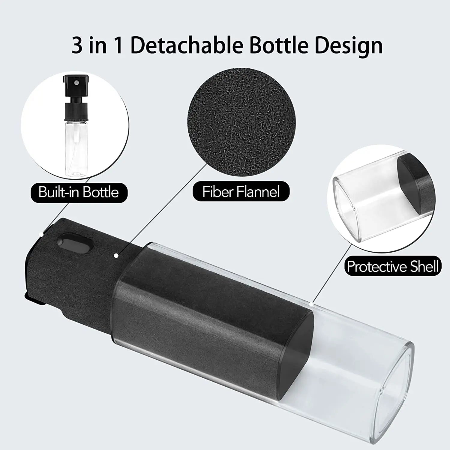 Showlu Fashion Store 2-in-1 mobile phone screen cleaner spray and microfiber cloth for iPhone, iPad, MacBook screen cleaning.
