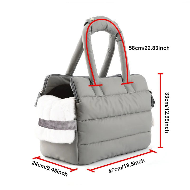 Showlu Fashion Store YKOSMB winter pet carrier bag in warm windproof nylon with a removable mat, suitable for travel and outdoor use.