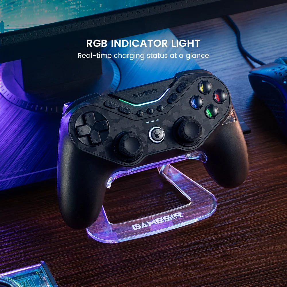 Showlu Smart General GameSir RGB controller charging dock stand with LED lighting for gaming controllers, black plastic design.